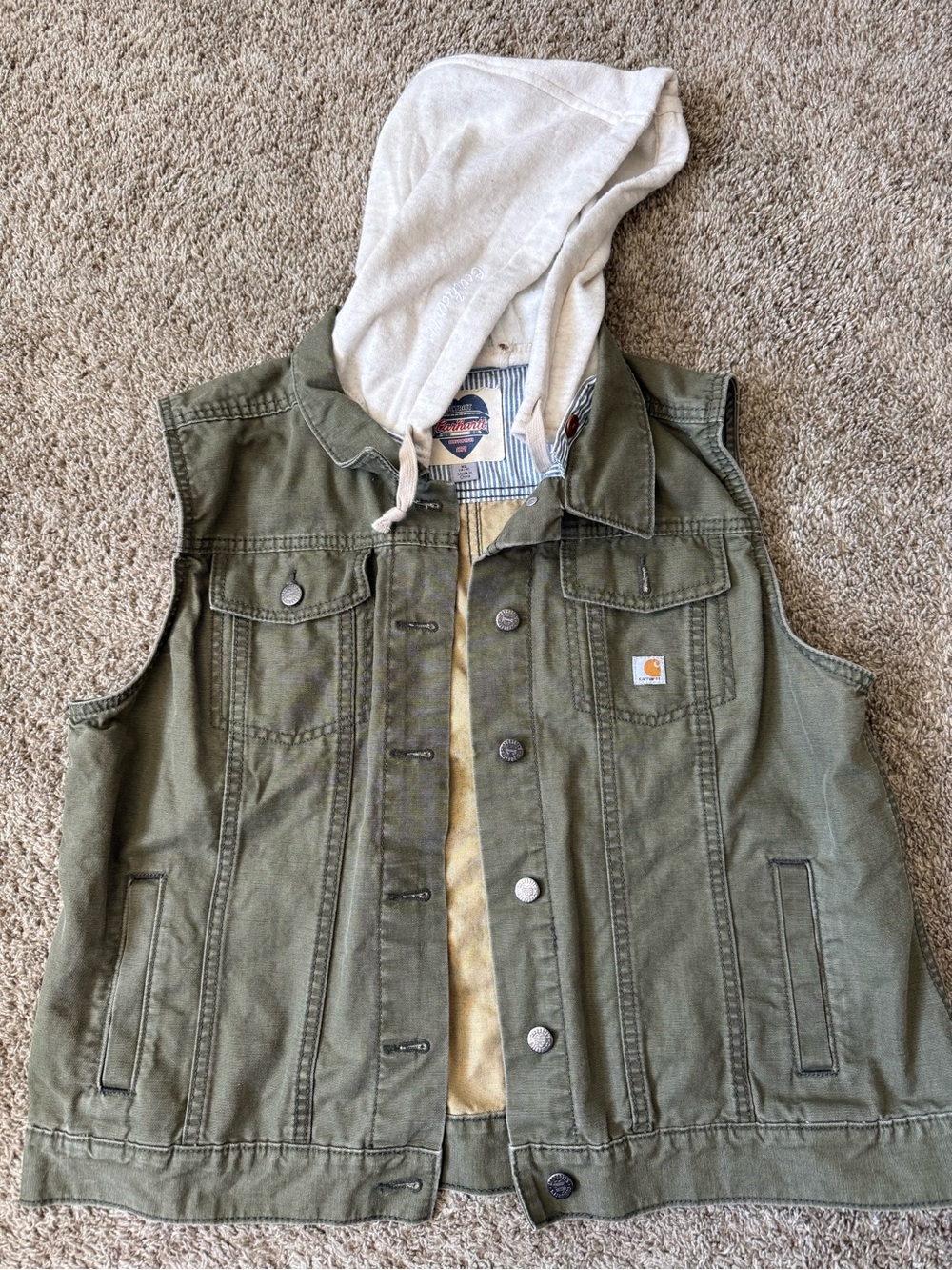 Carhartt Olive Green Hooded Work Vest